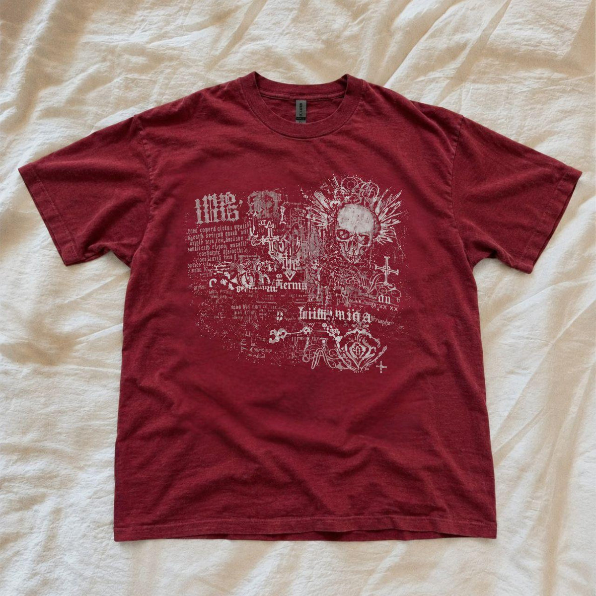Red Gothic Skull Graphic Shirt