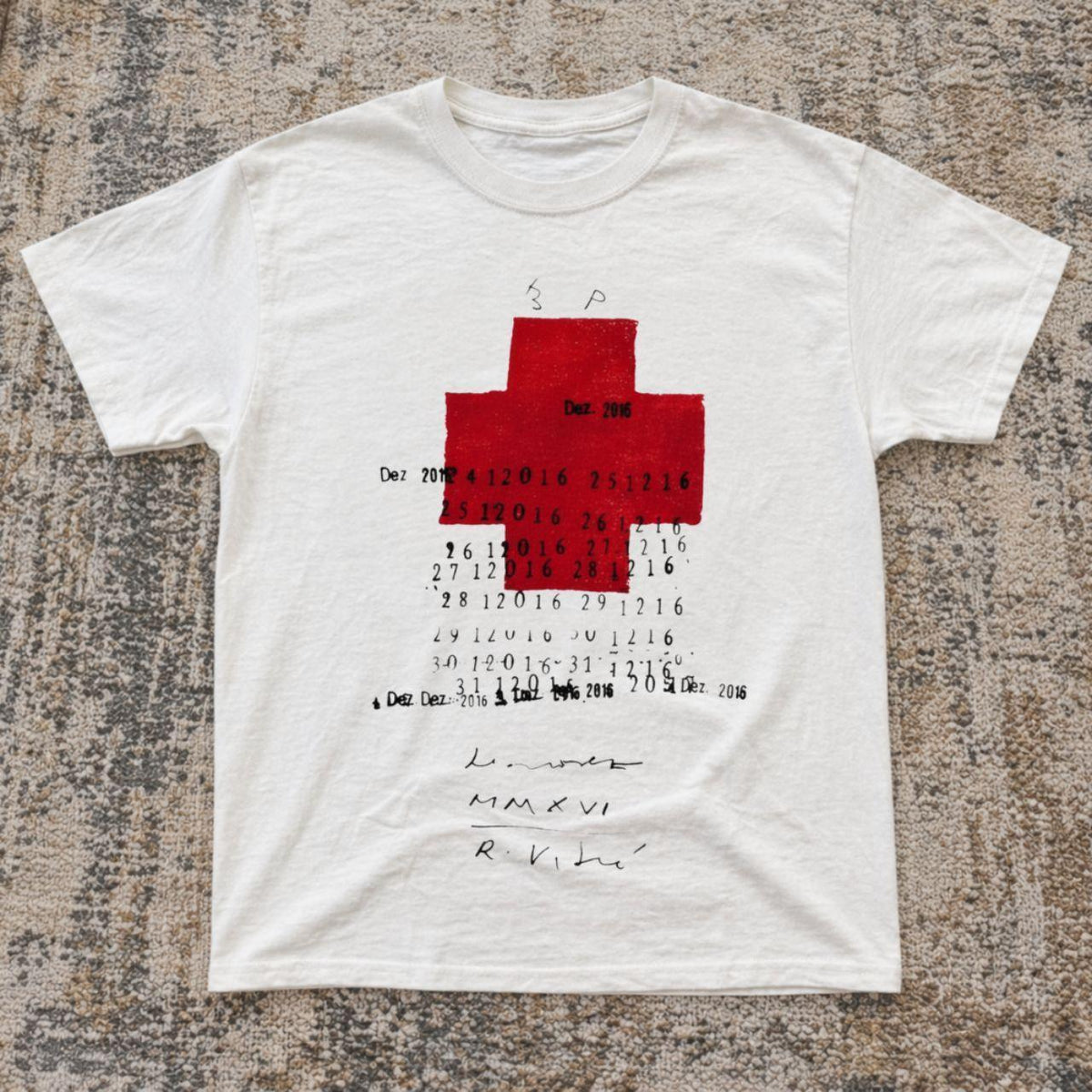 White Red Cross Calendar Graphic Tee