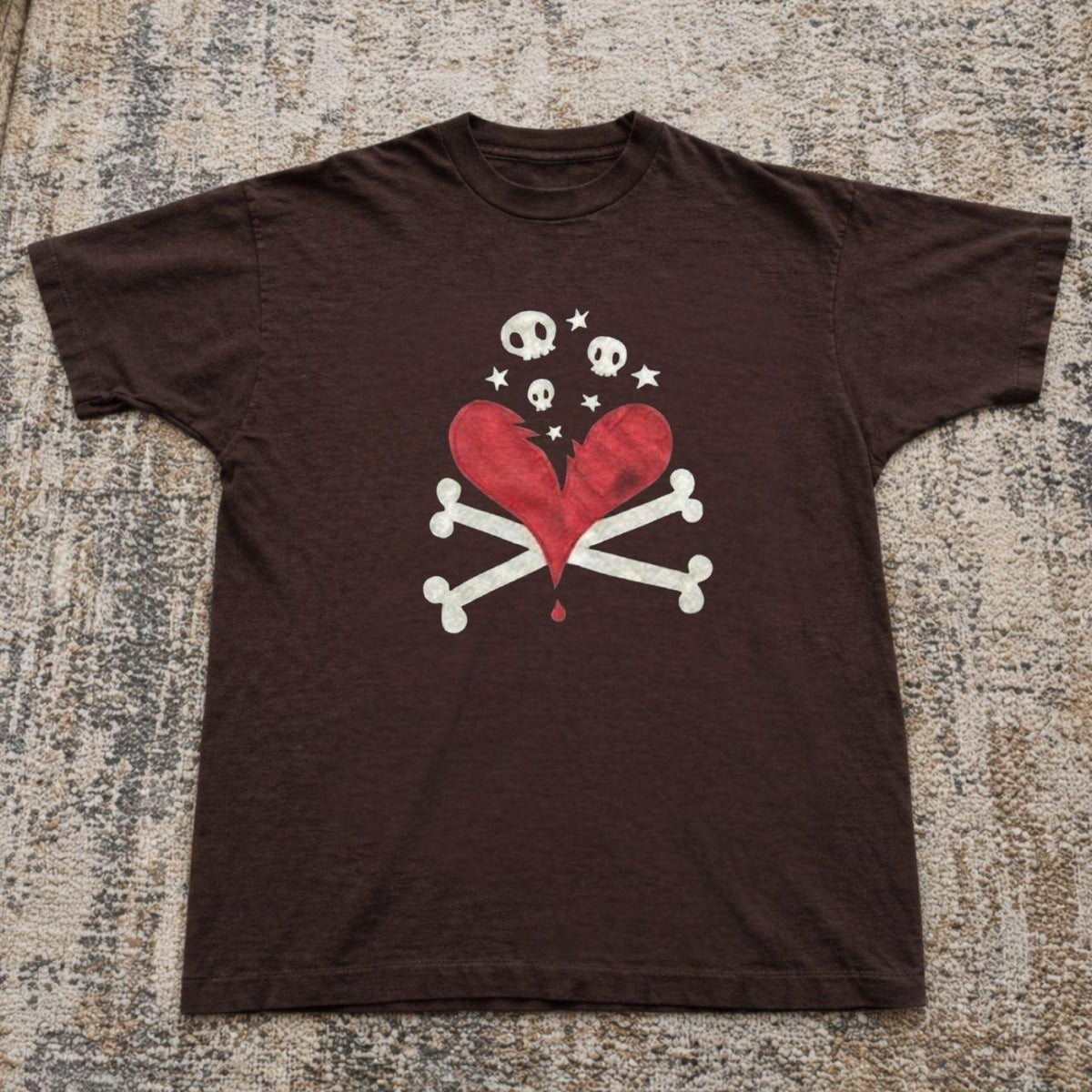 Broken Heart Skull Crossbones Gothic T-Shirt