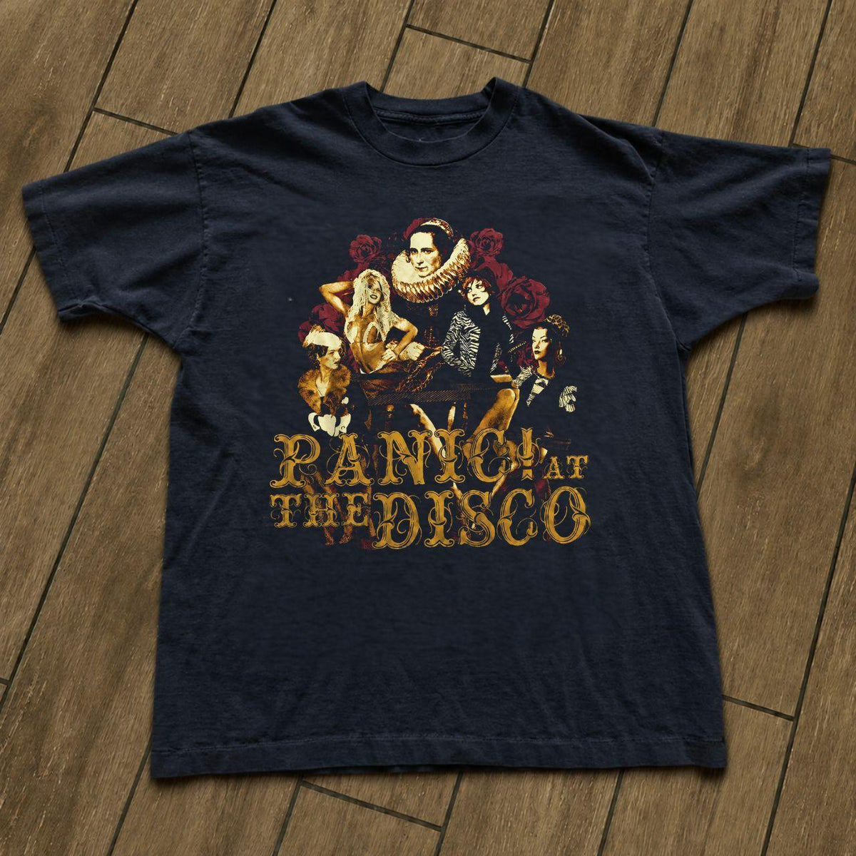 Reprint Panic At The Disco Vintage Collage Graphic Tee Shirt