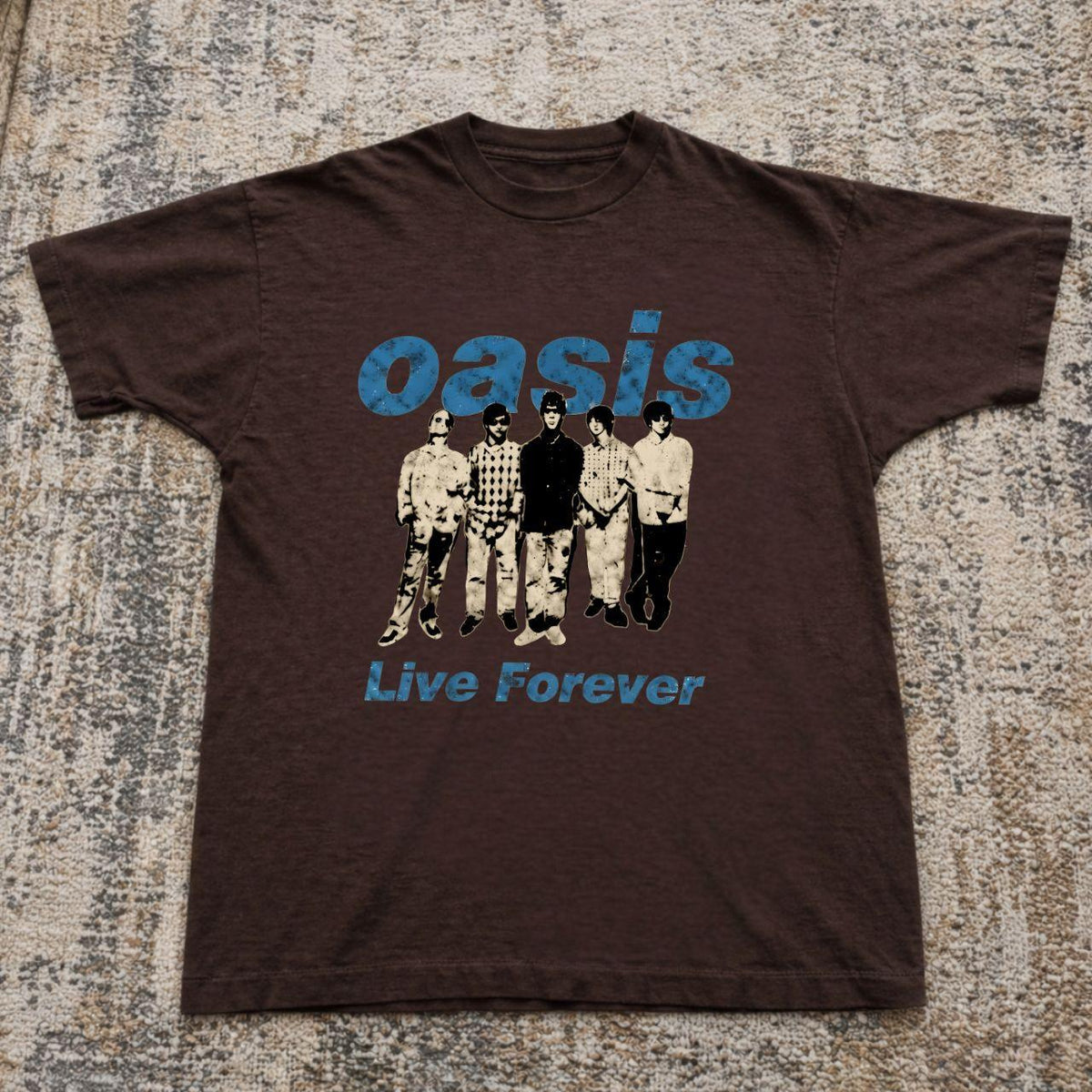 Reprint Oasis Live Forever Band Graphic Tee Shirt