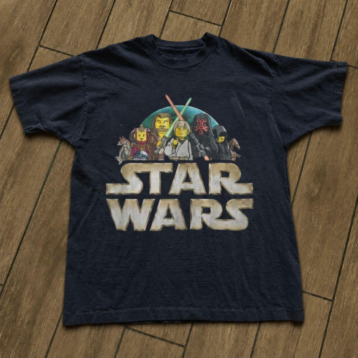 Reprint Black LEGO Star Wars Characters Graphic Tee Shirt