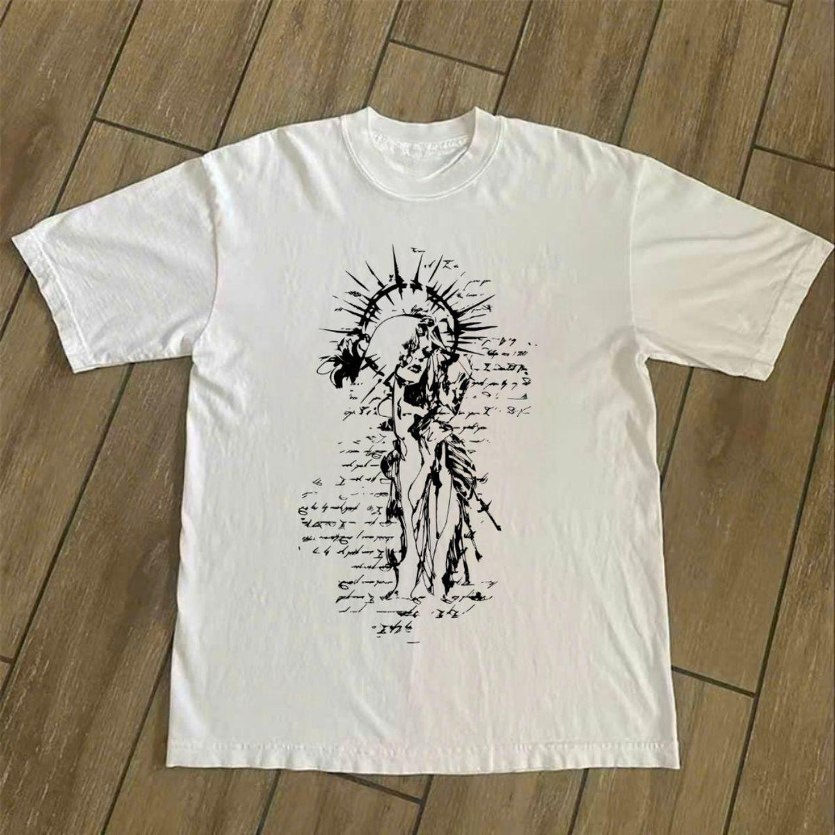 Abstract Angel Sketch Graphic Tee Shirt